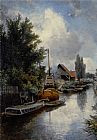 Pres Canvas Paintings - Chantier naval au bord de la Schie pres de Delft